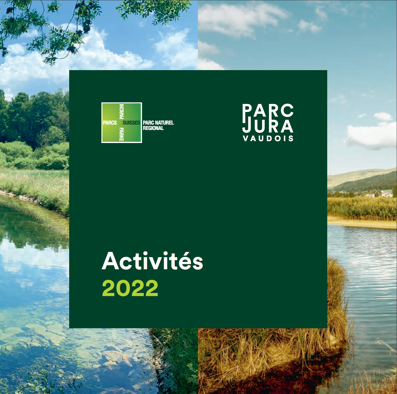 couverture du programme d'activités 2022 du Parc naturel régional Jura vaudois . photos de paysages.