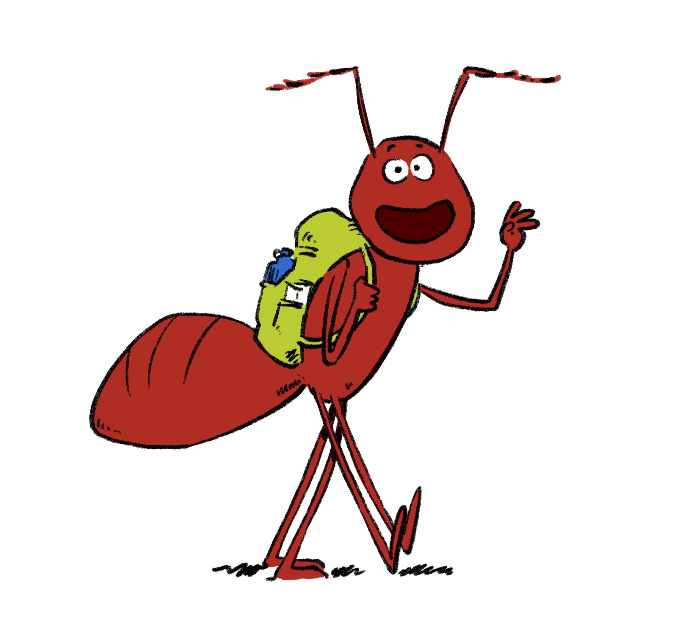 une fourmi, la mascotte dessinée du Parc